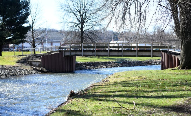Stark Parks plans to replace this bridge over Sandy Creek in Minerva Municipal Park as part of an upcoming project.  Photo taken Thursday,  March 30, 2023.