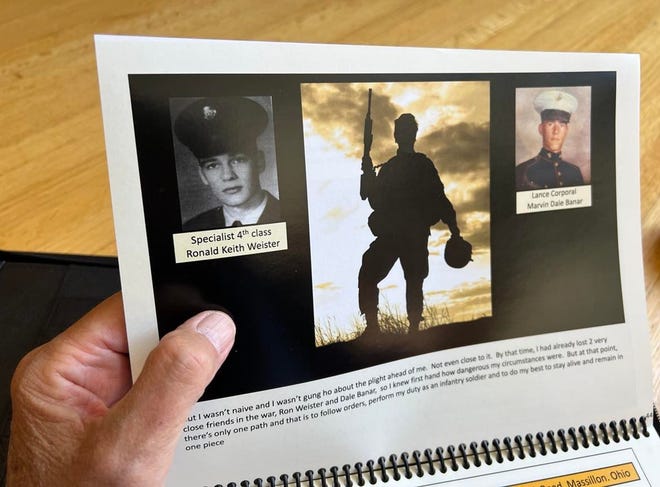 Stark County native Gerald Fox, 75, displays his booklet/memoir, "One Soldier's Story," which chronicles his military service in the Vietnam War. The project has been turned into a documentary with the assistance of Stark State College's digital media program.
